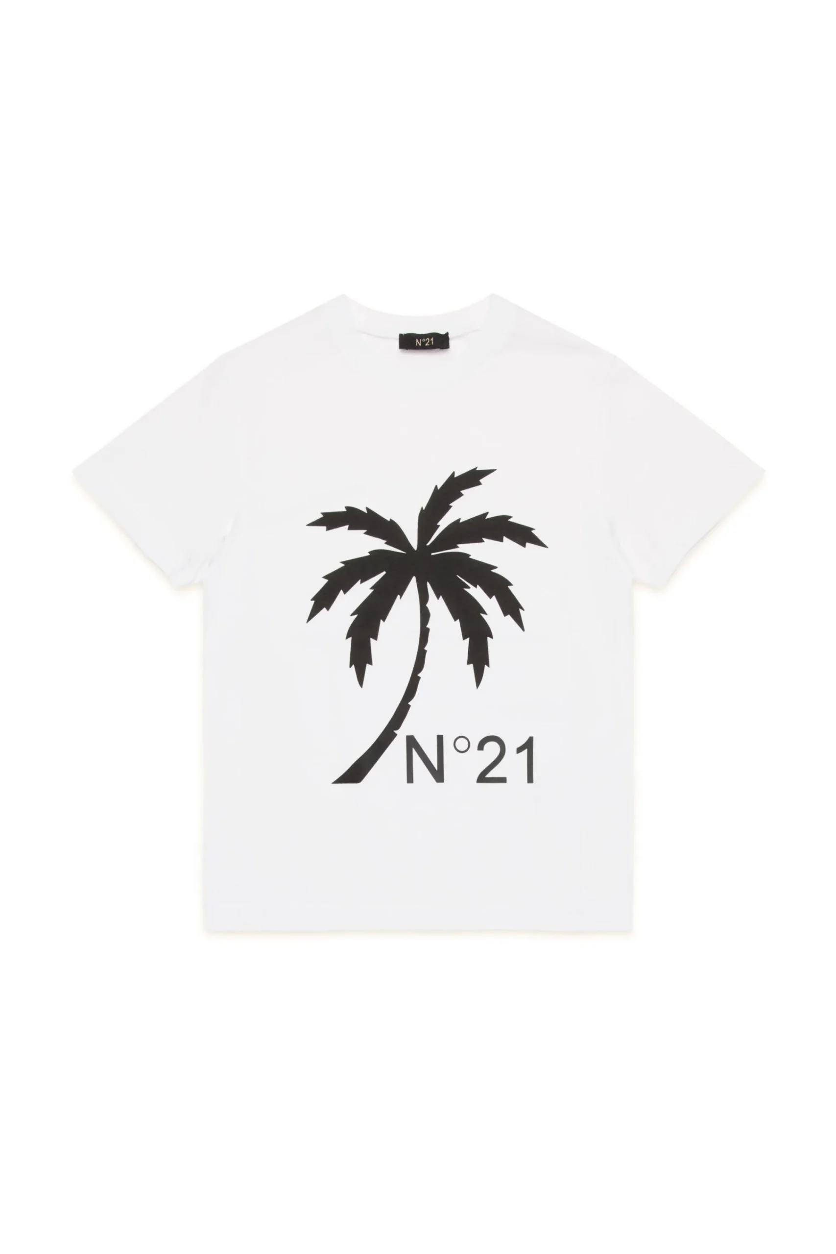 T-Shirts>N°21 T-shirt with Palma print white