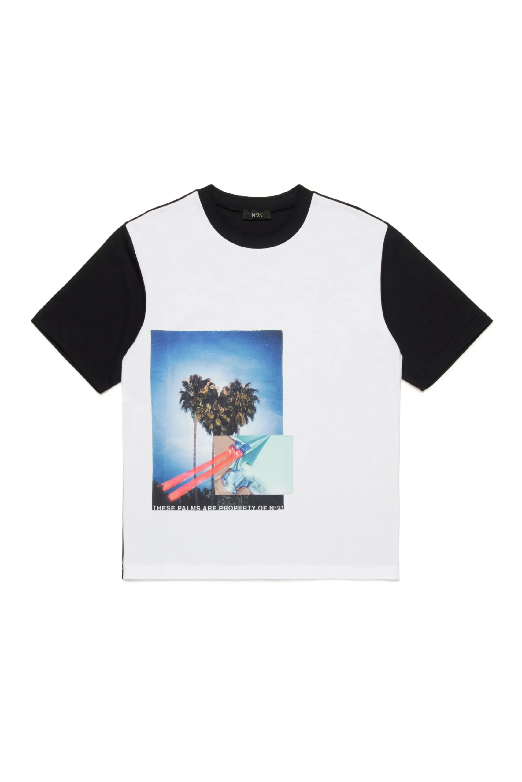 T-Shirts>N°21 T-shirt with Postcard print black
