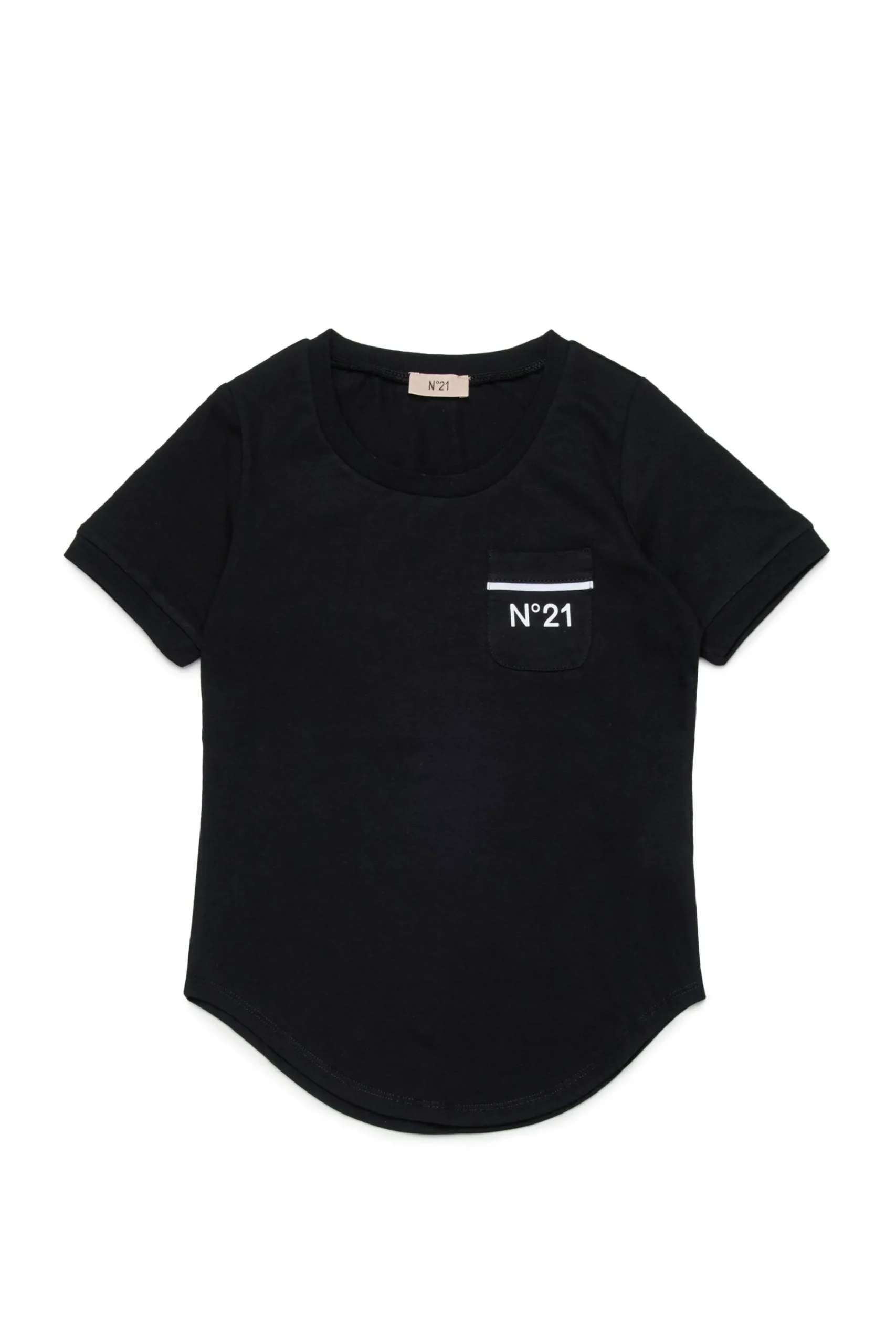 T-Shirts>N°21 T-shirt with rounded bottom black