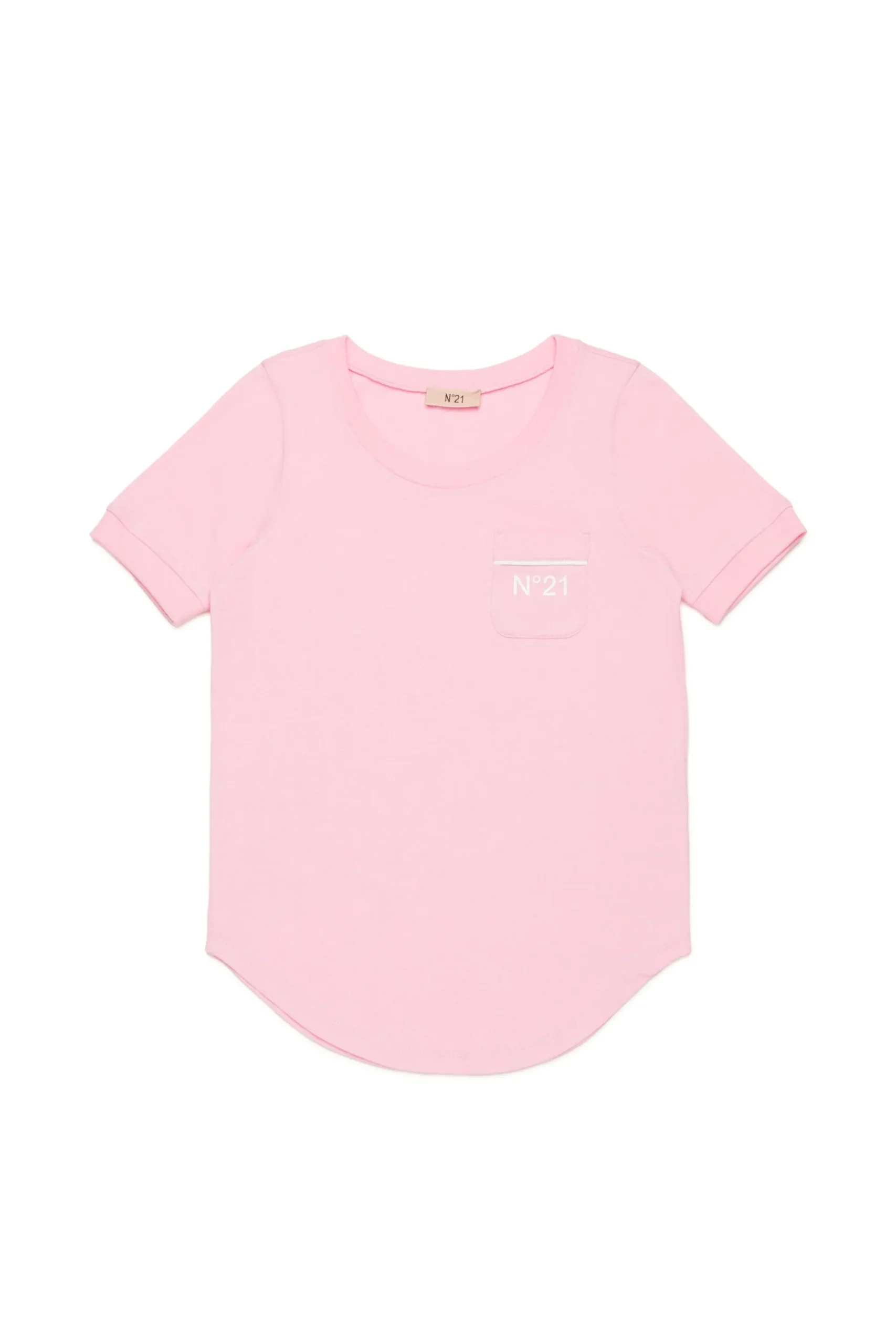 T-Shirts>N°21 T-shirt with rounded bottom pink