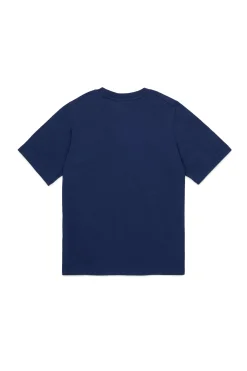 T-Shirts | Activewear>DSQUARED2 T-shirt with rubber effect logo dark blue