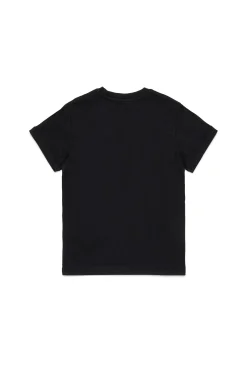 T-Shirts>DIESEL T-shirt with sequin logo black