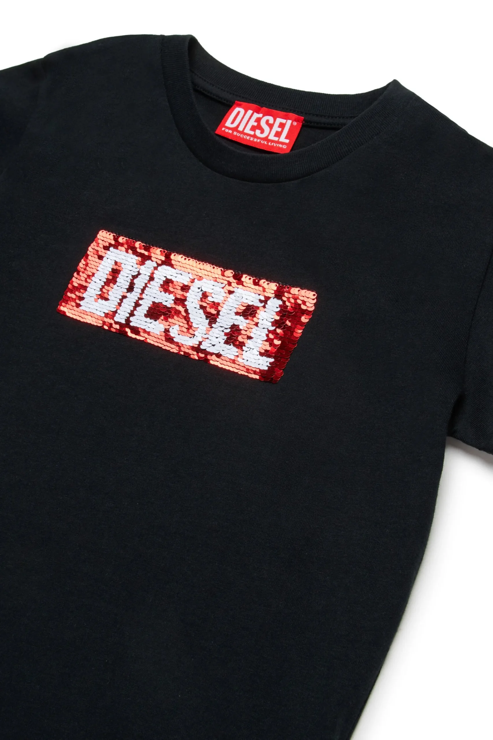 T-Shirts>DIESEL T-shirt with sequin logo black