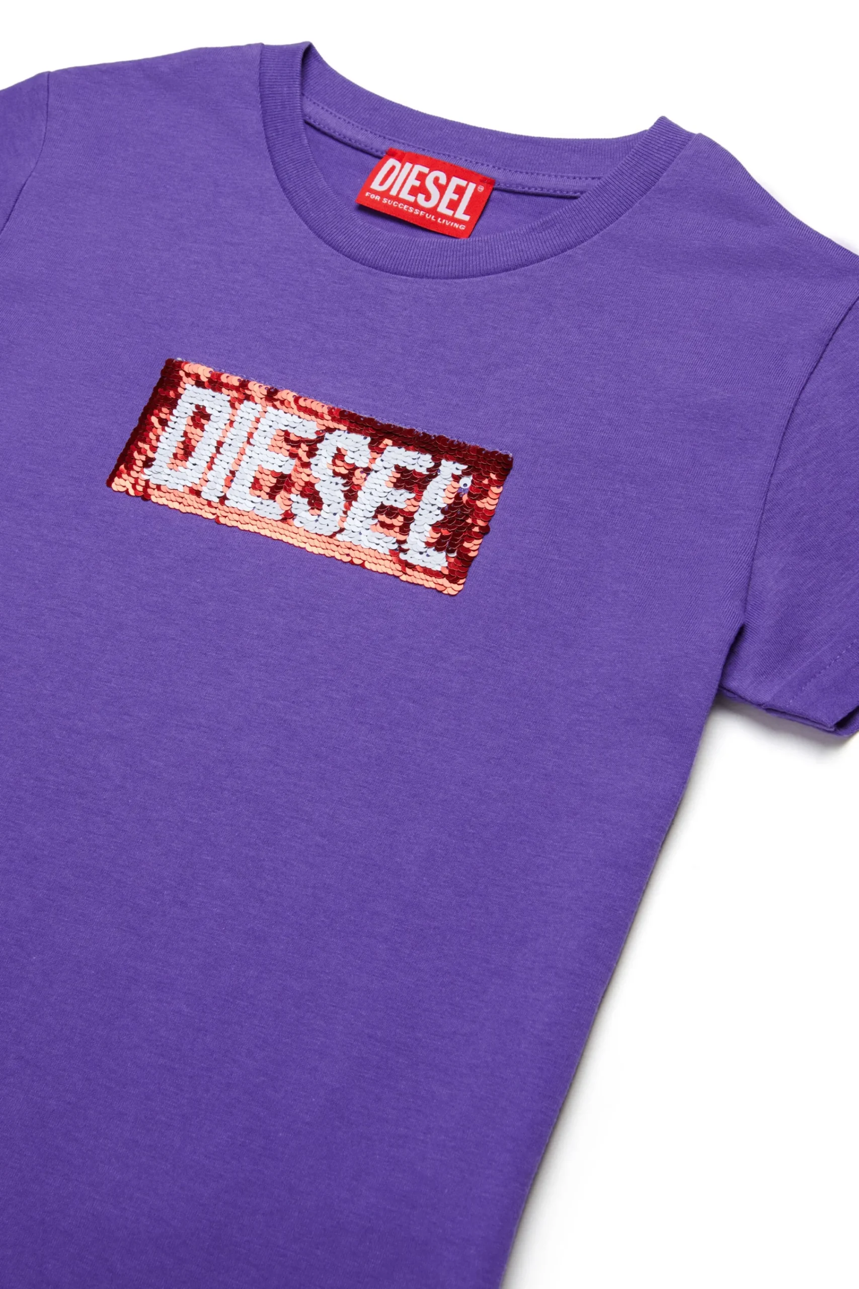 T-Shirts>DIESEL T-shirt with sequin logo violet