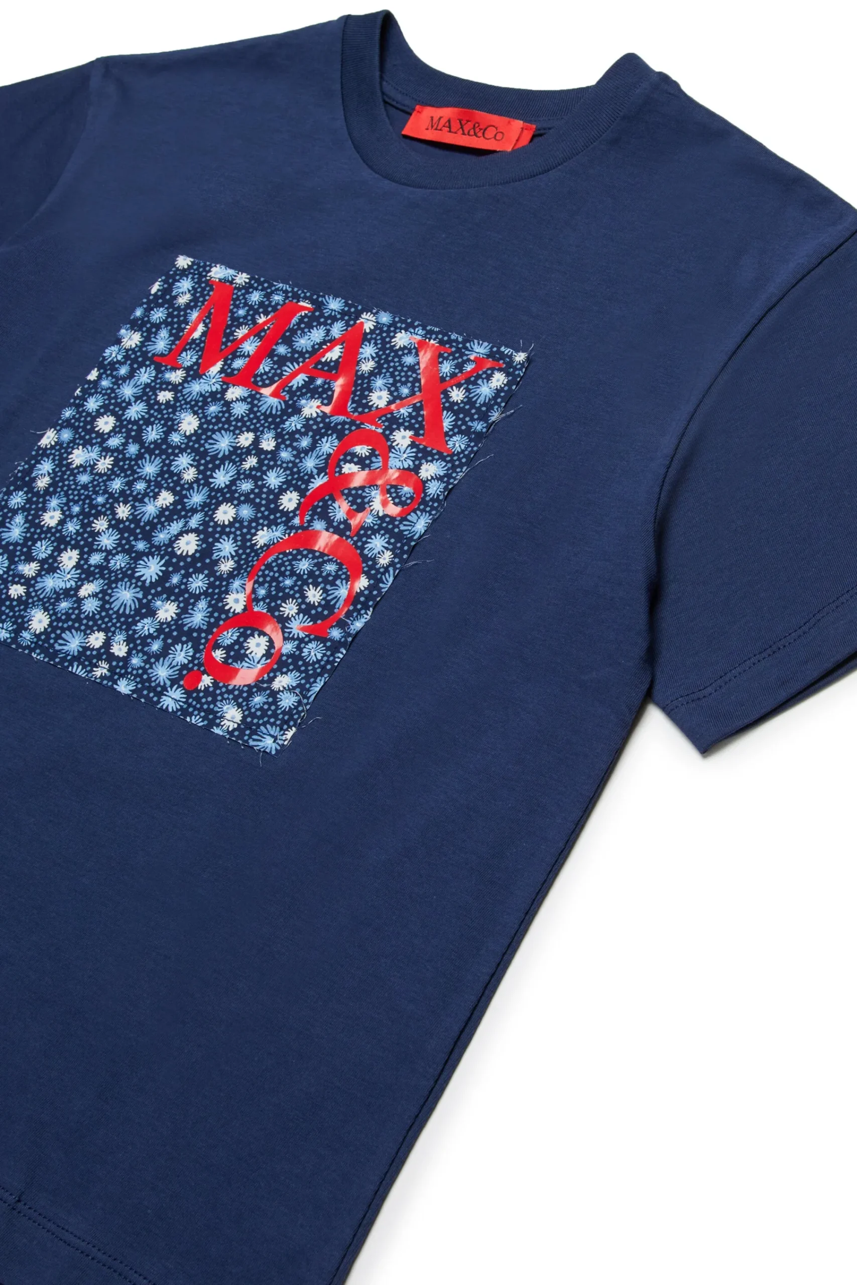 T-Shirts | Logomania>MAX&Co. T-shirt with solid floral square bluette