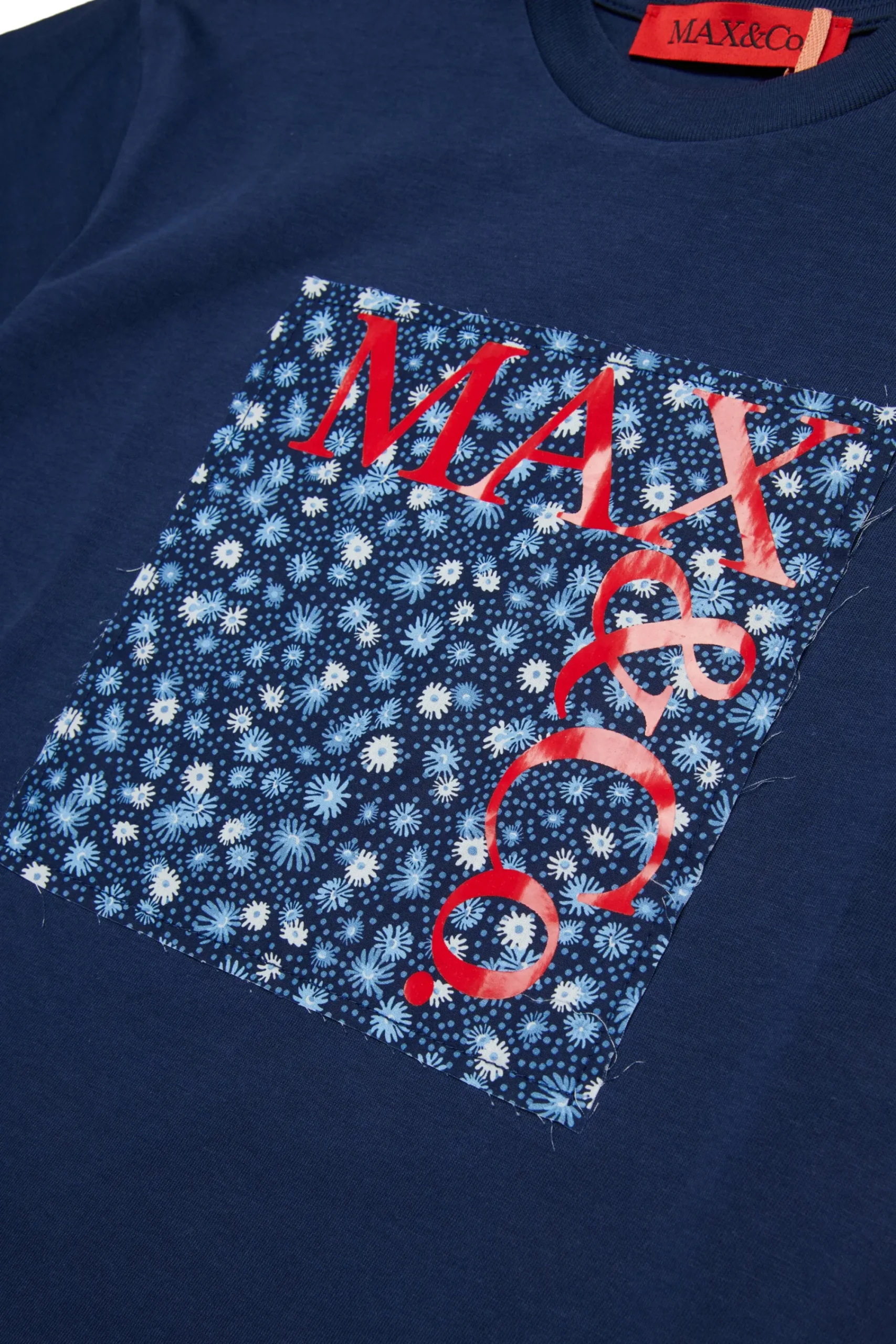 T-Shirts | Logomania>MAX&Co. T-shirt with solid floral square bluette