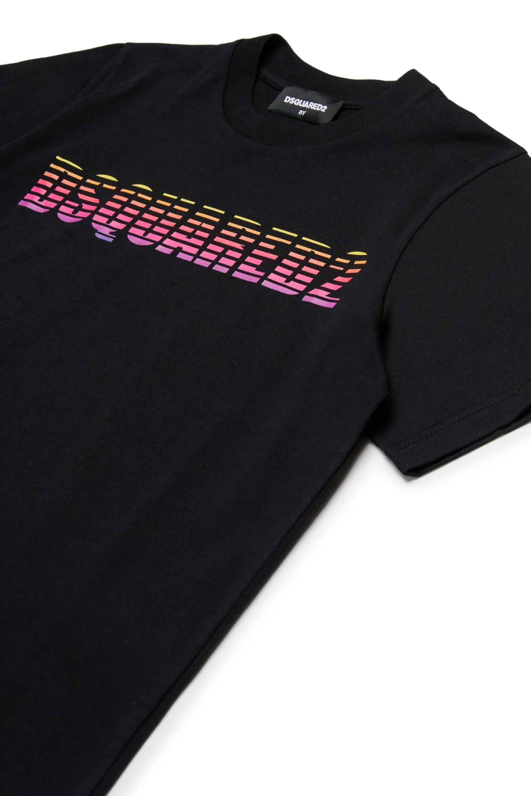 T-Shirts | Logomania>DSQUARED2 T-shirt with striped and shaded logo black