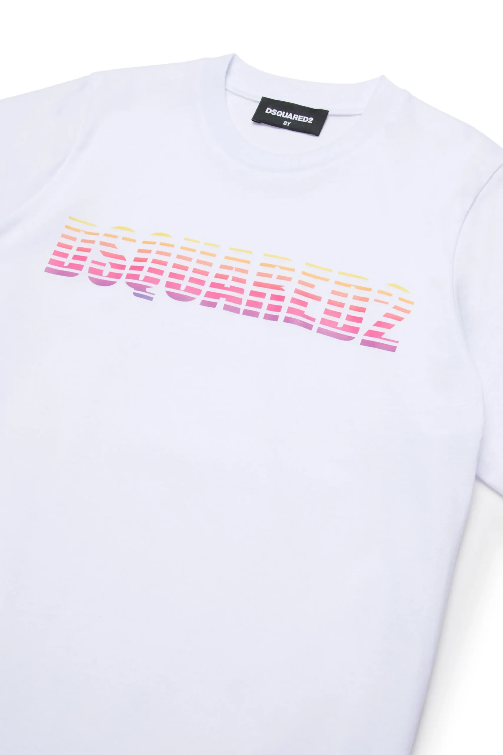 T-Shirts | Logomania>DSQUARED2 T-shirt with striped and shaded logo white