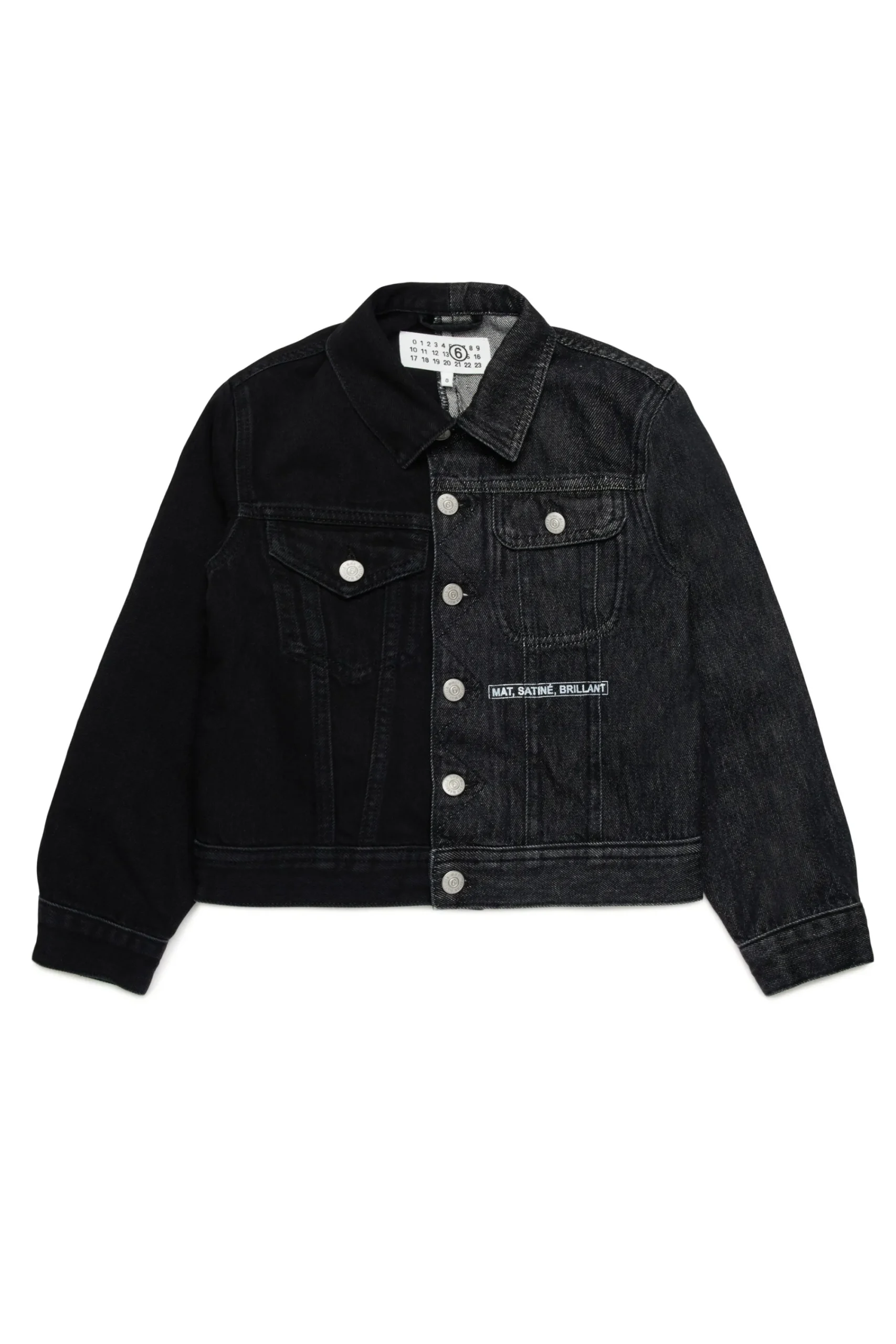Jackets And Padded Jackets | Denim-Mania>MM6 MAISON MARGIELA Two-tone denim jacket with lettering Denim Black