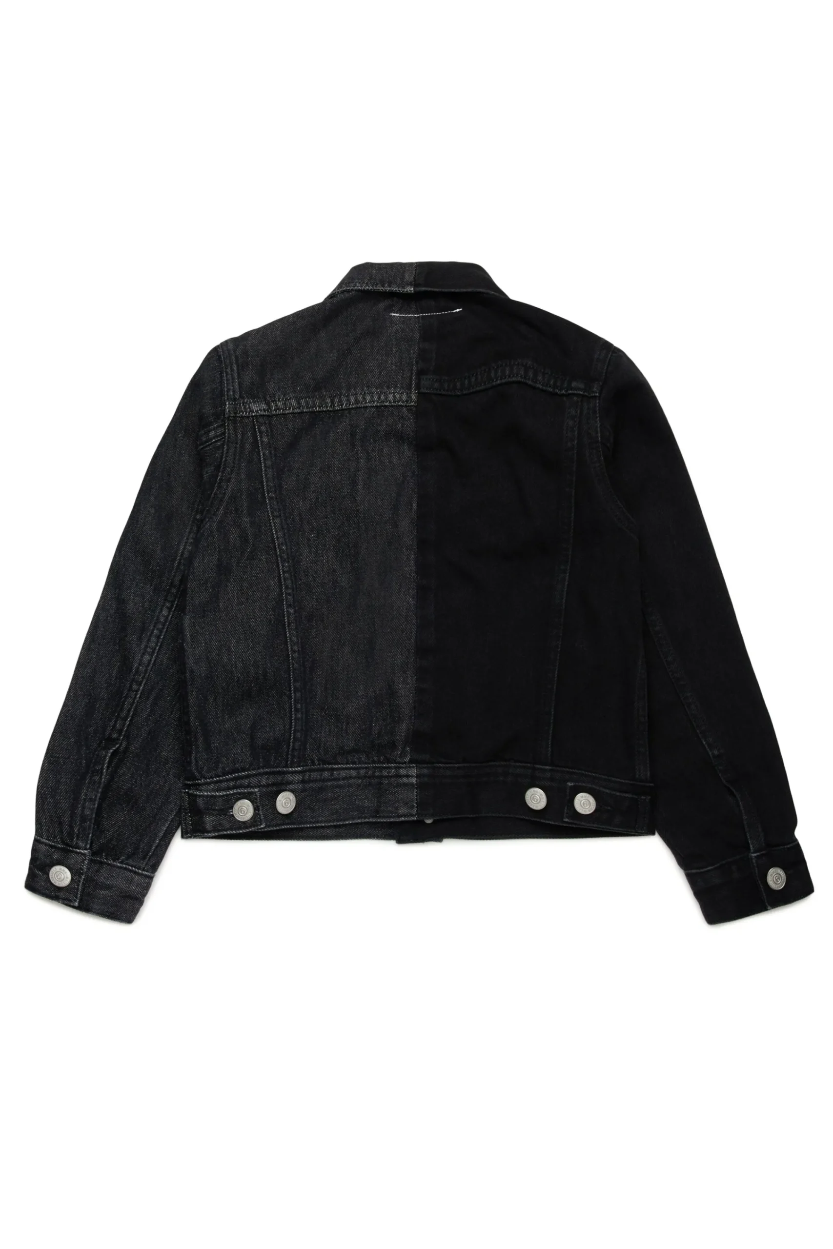 Jackets And Padded Jackets | Denim-Mania>MM6 MAISON MARGIELA Two-tone denim jacket with lettering Denim Black