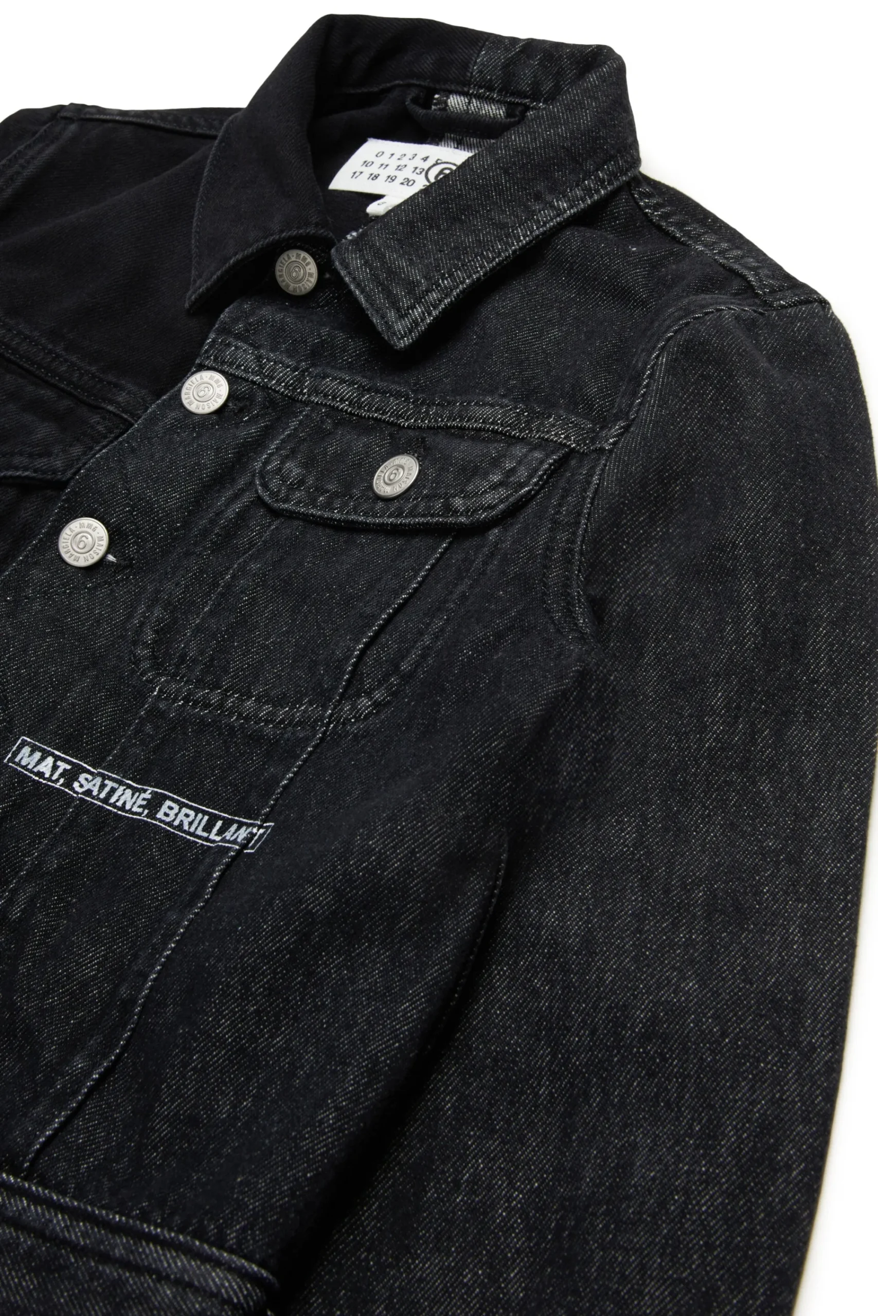 Jackets And Padded Jackets | Denim-Mania>MM6 MAISON MARGIELA Two-tone denim jacket with lettering Denim Black
