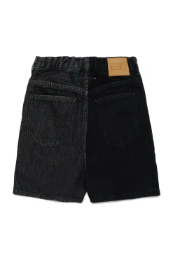 Shorts | Denim-Mania>MM6 MAISON MARGIELA Two-tone denim shorts with lettering Denim Black