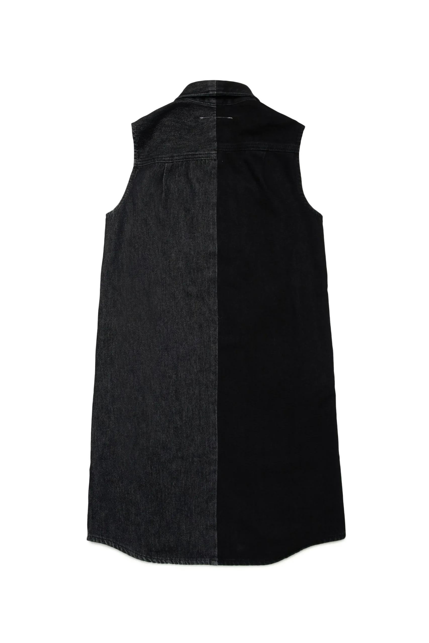 Dresses | Denim-Mania>MM6 MAISON MARGIELA Two-tone denim sleeveless dress with lettering Denim Black
