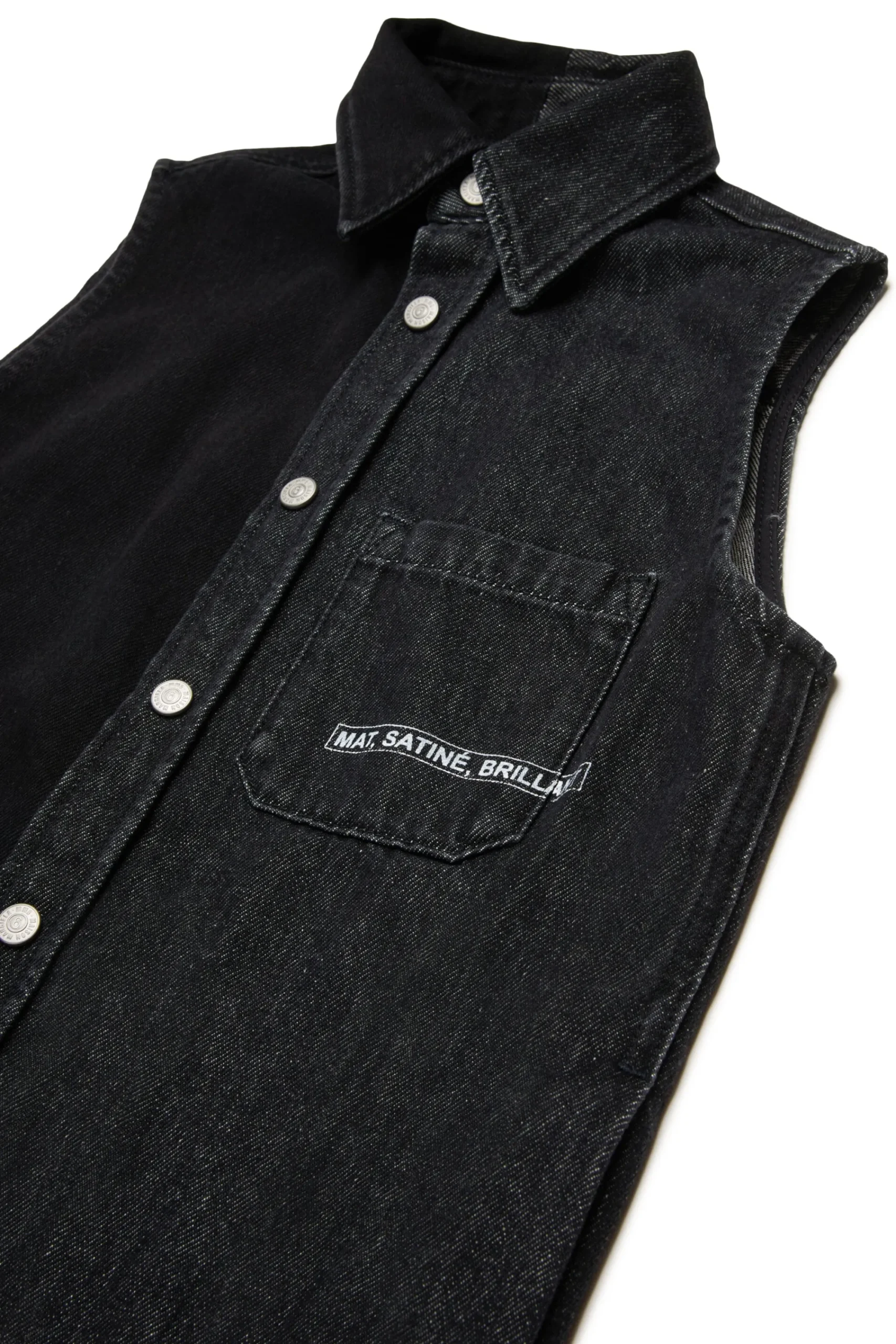 Dresses | Denim-Mania>MM6 MAISON MARGIELA Two-tone denim sleeveless dress with lettering Denim Black