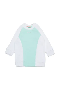 Dresses | Activewear>MARNI Two-tone fleece dress branded with logo placid blue