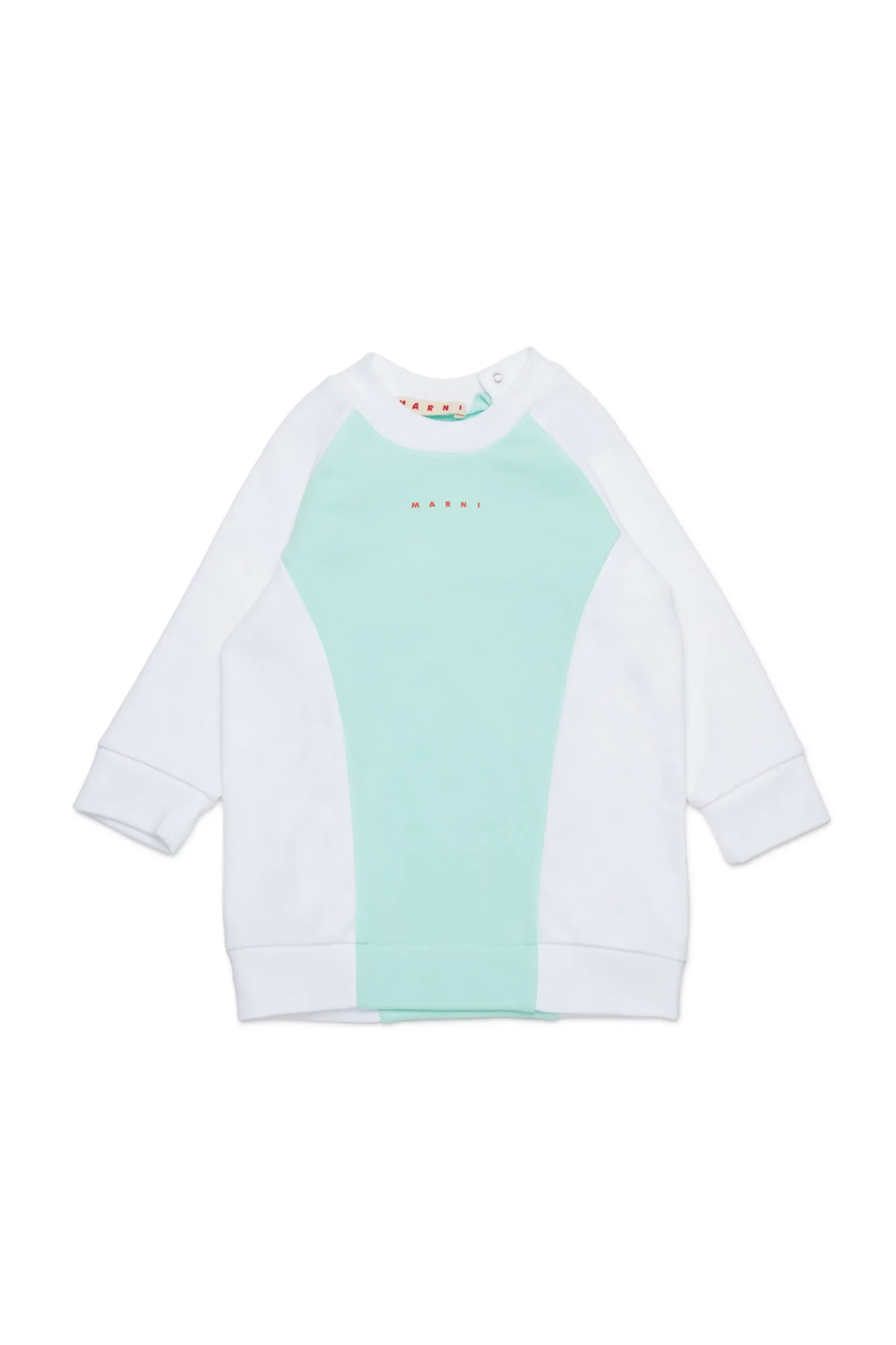 Dresses | Activewear>MARNI Two-tone fleece dress branded with logo placid blue
