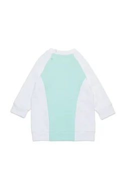Dresses | Activewear>MARNI Two-tone fleece dress branded with logo placid blue