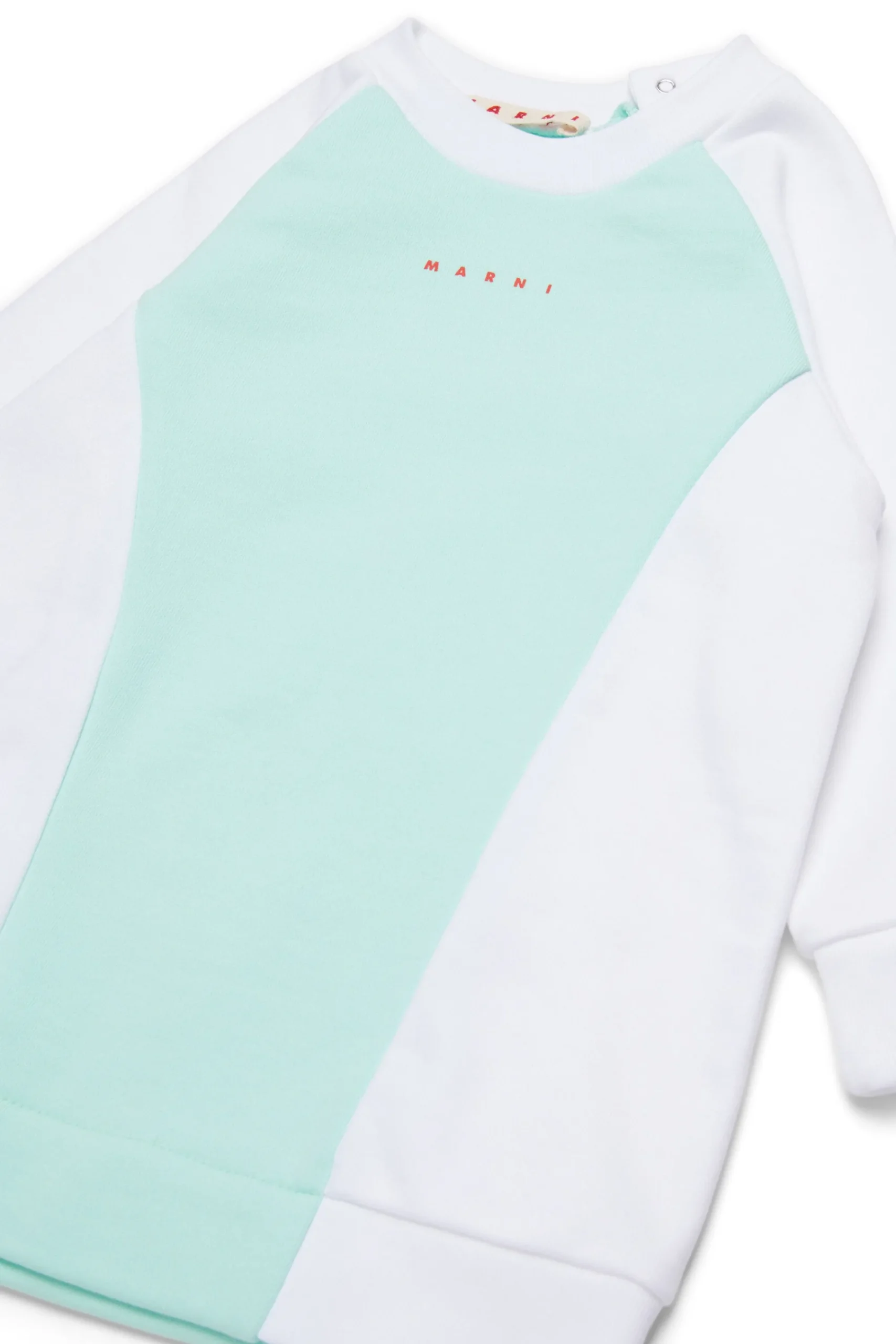 Dresses | Activewear>MARNI Two-tone fleece dress branded with logo placid blue