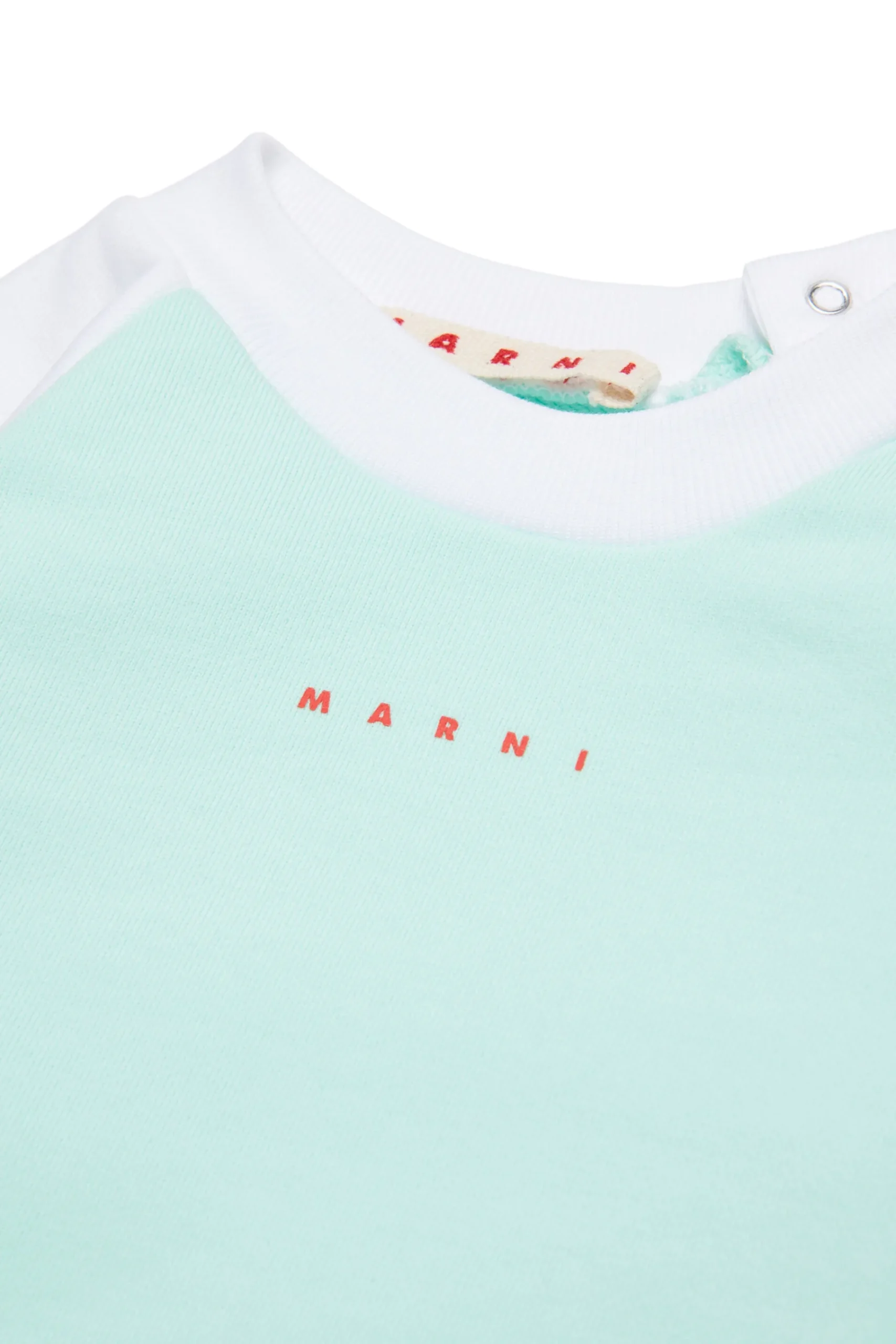 Dresses | Activewear>MARNI Two-tone fleece dress branded with logo placid blue