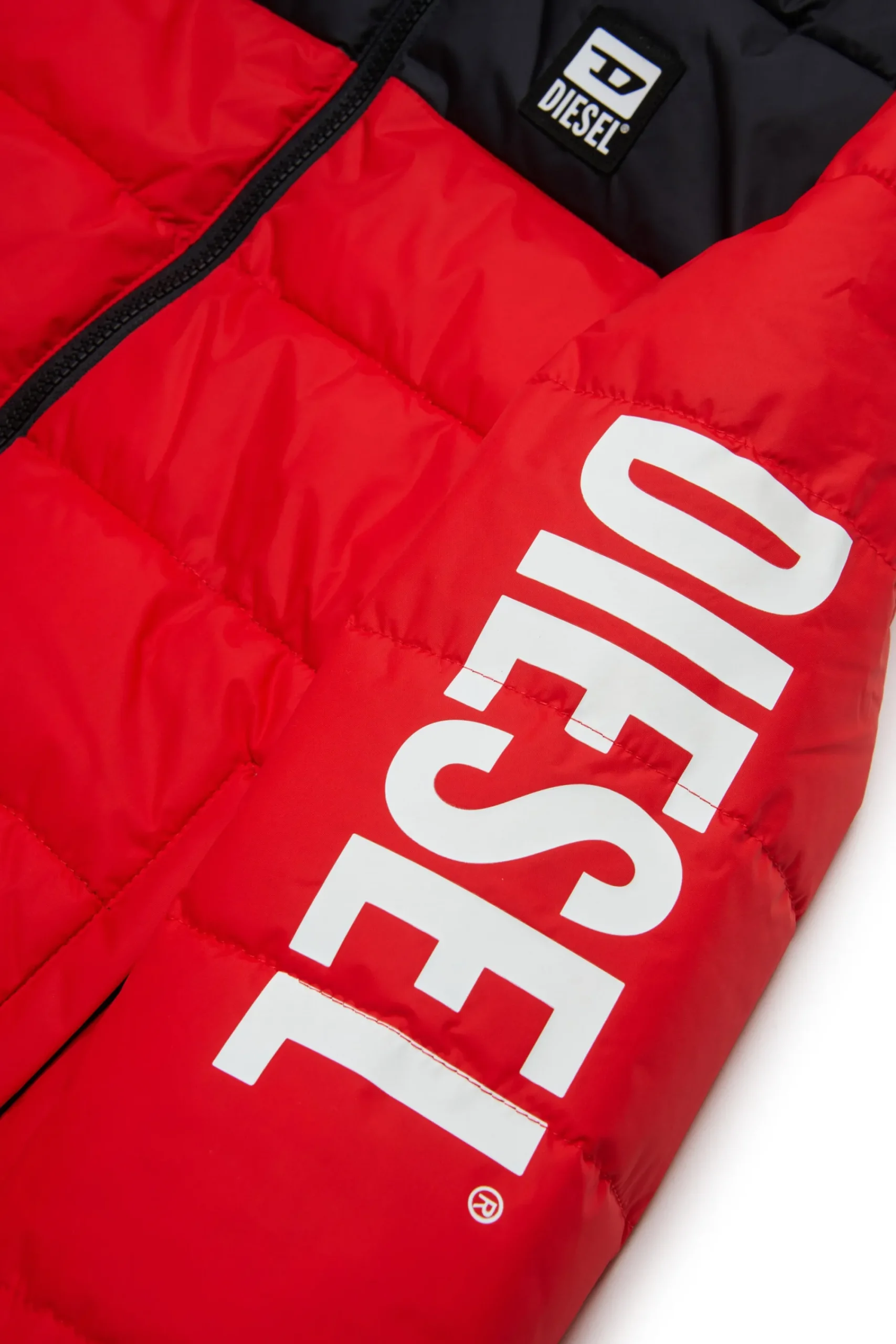 Jackets And Padded Jackets | Jackets And Padded Jackets>DIESEL Two-tone padded jacket with logo carnation red