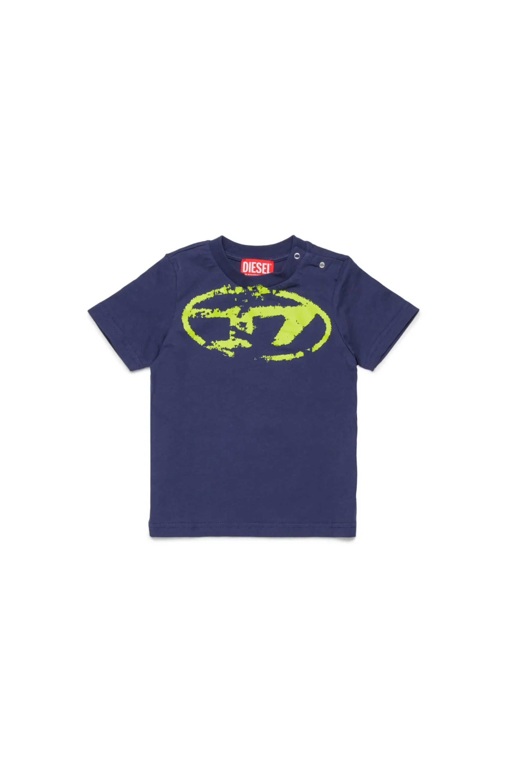 T-Shirts | Oval D By Diesel>DIESEL Used-effect Oval D logo T-shirt blue peacoat