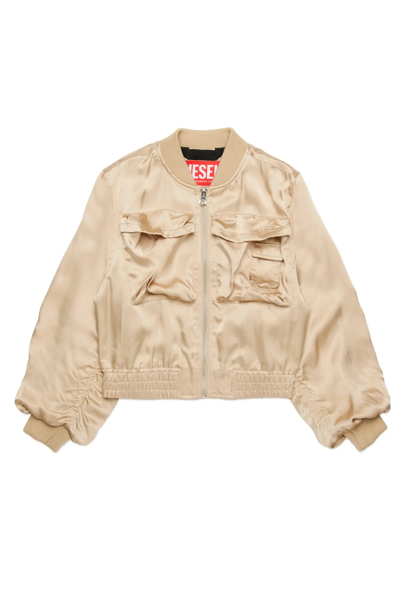 Jackets And Padded Jackets>DIESEL Utility-style satin bomber jacket beige