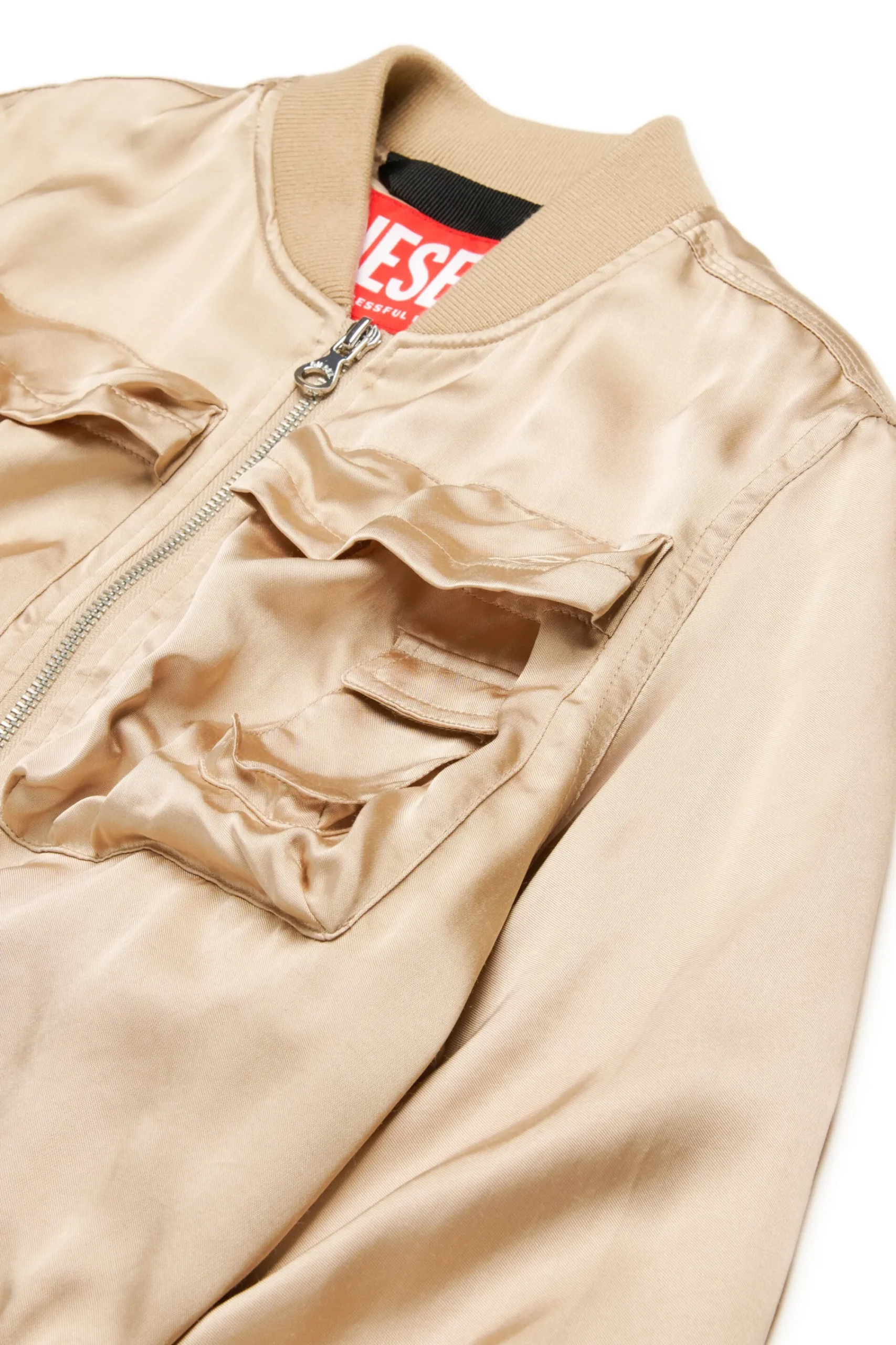 Jackets And Padded Jackets>DIESEL Utility-style satin bomber jacket beige