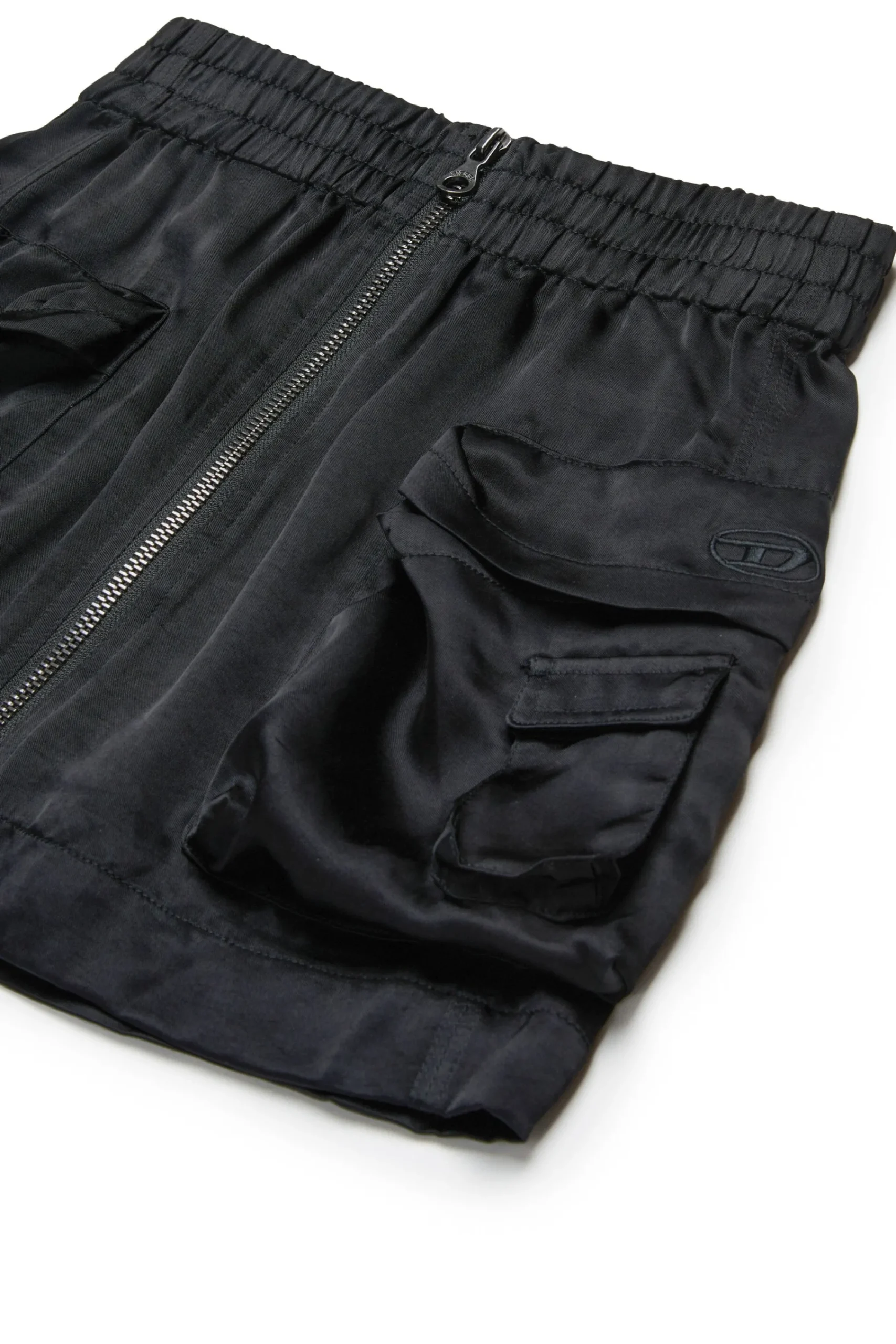 Skirts>DIESEL Utility-style satin skirt black