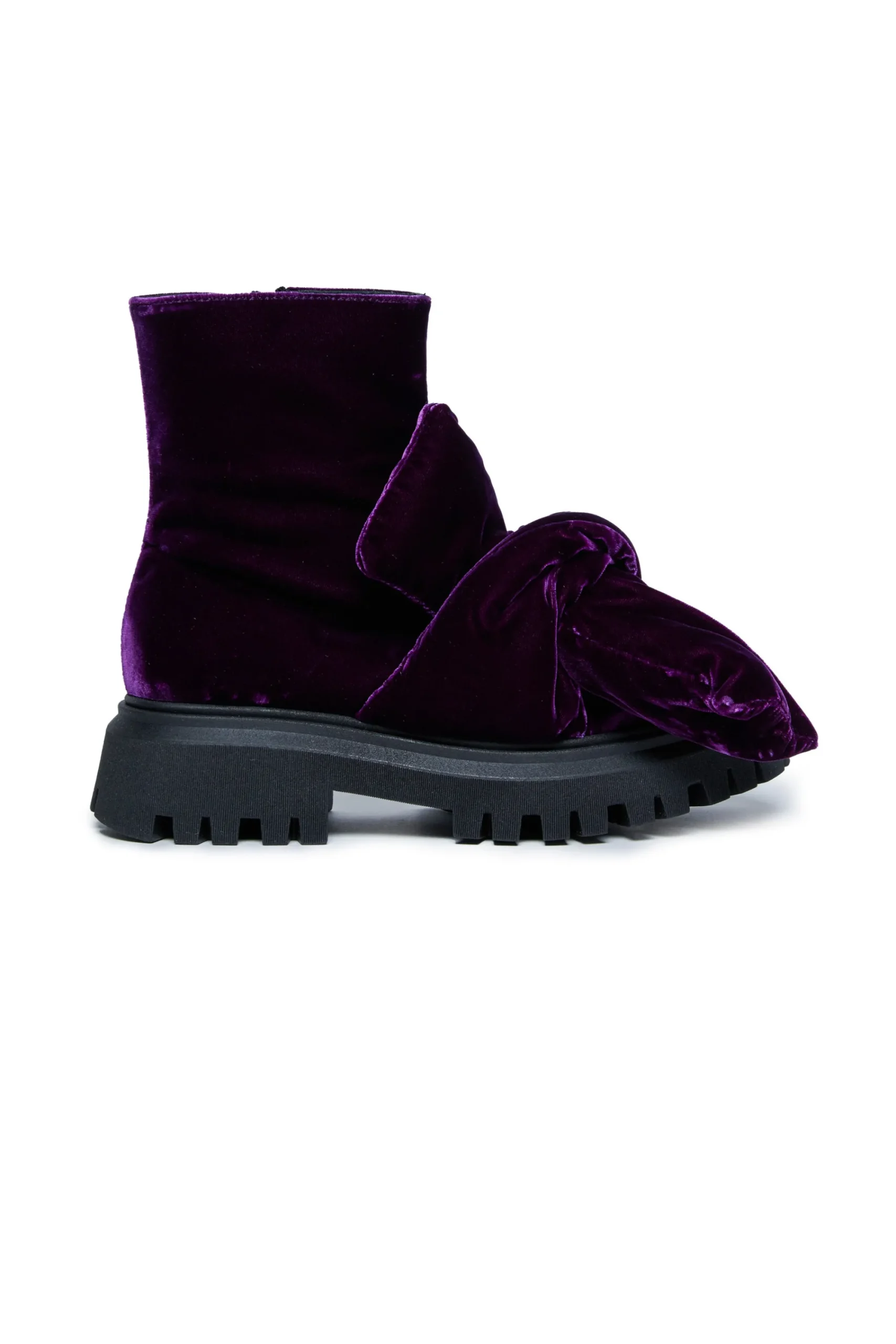 Boots And Combat Boots | Boots And Combat Boots>N°21 Velvet midi boots with puffy knot violet