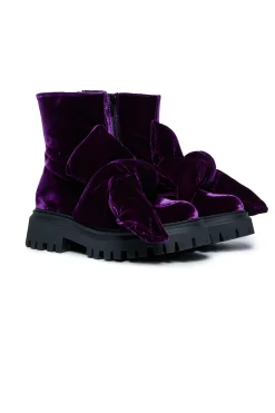 Boots And Combat Boots | Boots And Combat Boots>N°21 Velvet midi boots with puffy knot violet