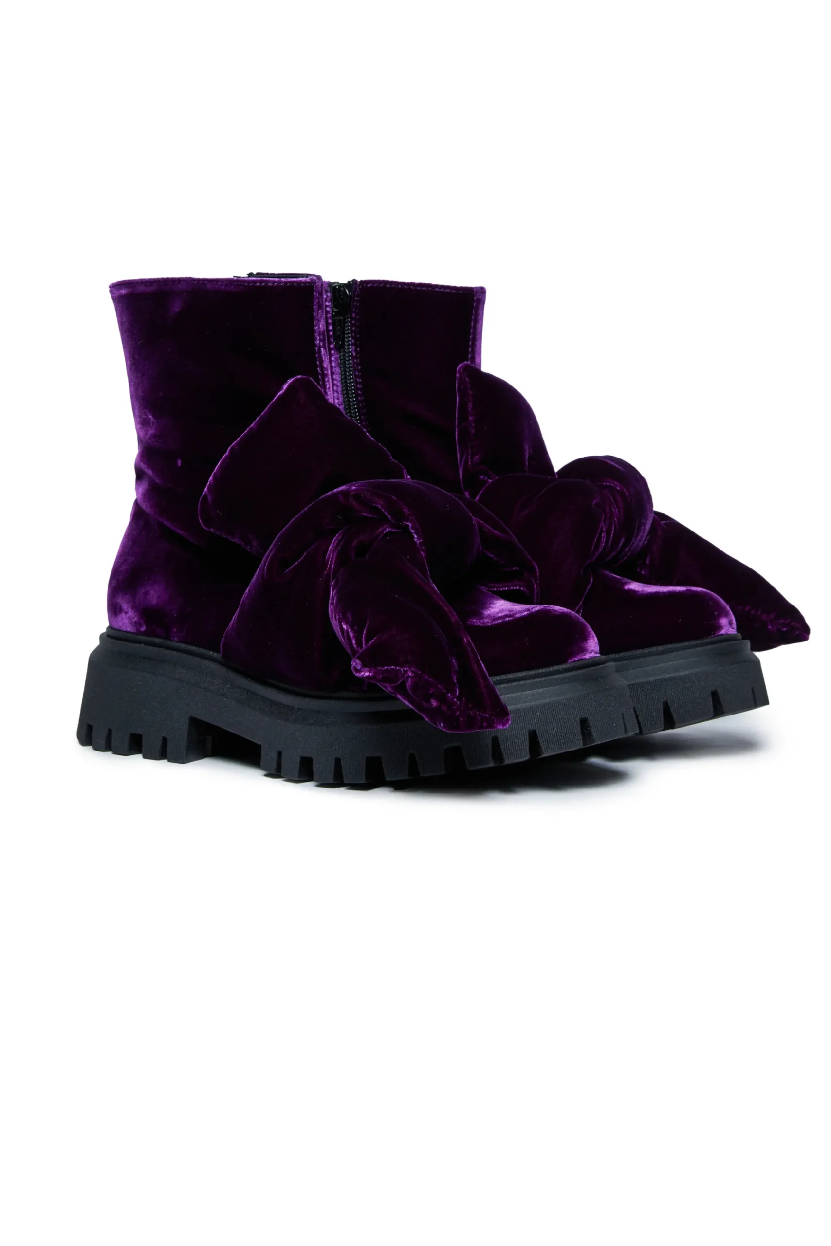 Boots And Combat Boots | Boots And Combat Boots>N°21 Velvet midi boots with puffy knot violet