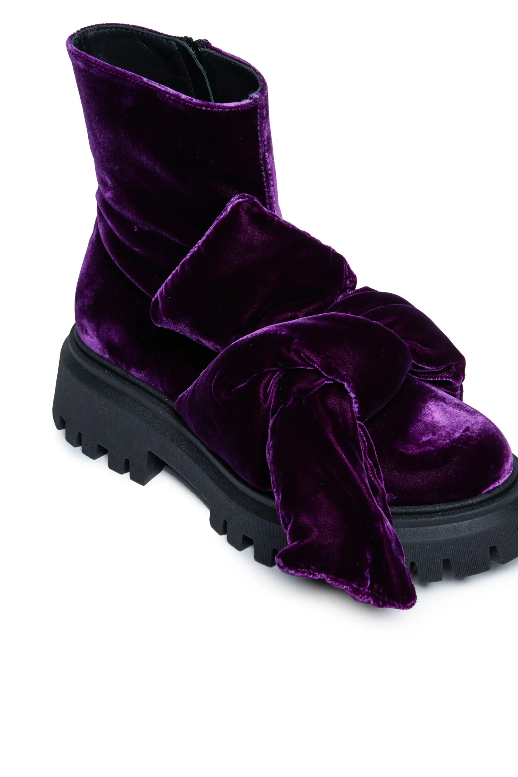 Boots And Combat Boots | Boots And Combat Boots>N°21 Velvet midi boots with puffy knot violet