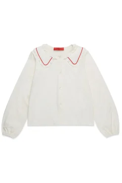 Shirts>MAX&Co. Wide neck shirt with ruffles white