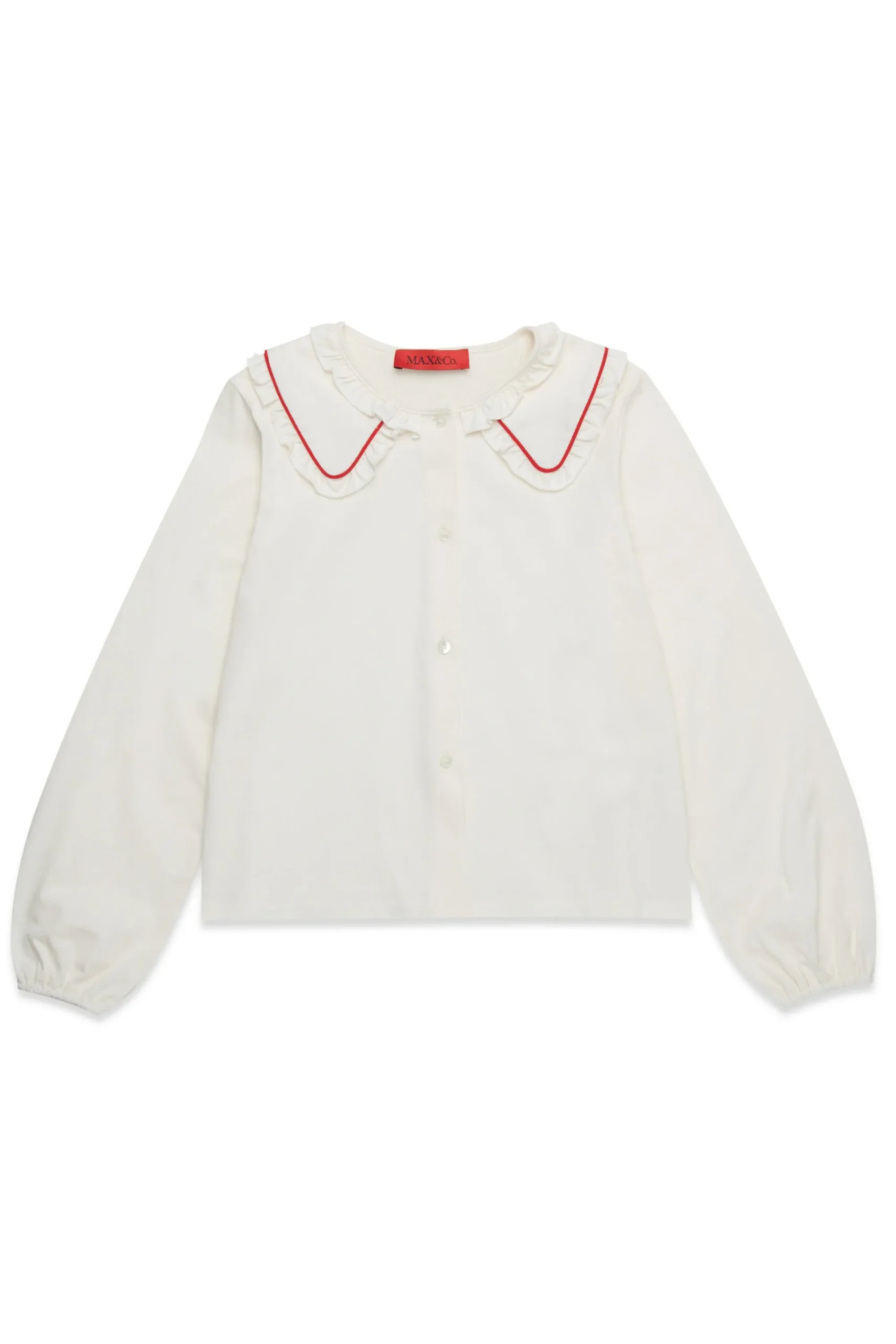 Shirts>MAX&Co. Wide neck shirt with ruffles white