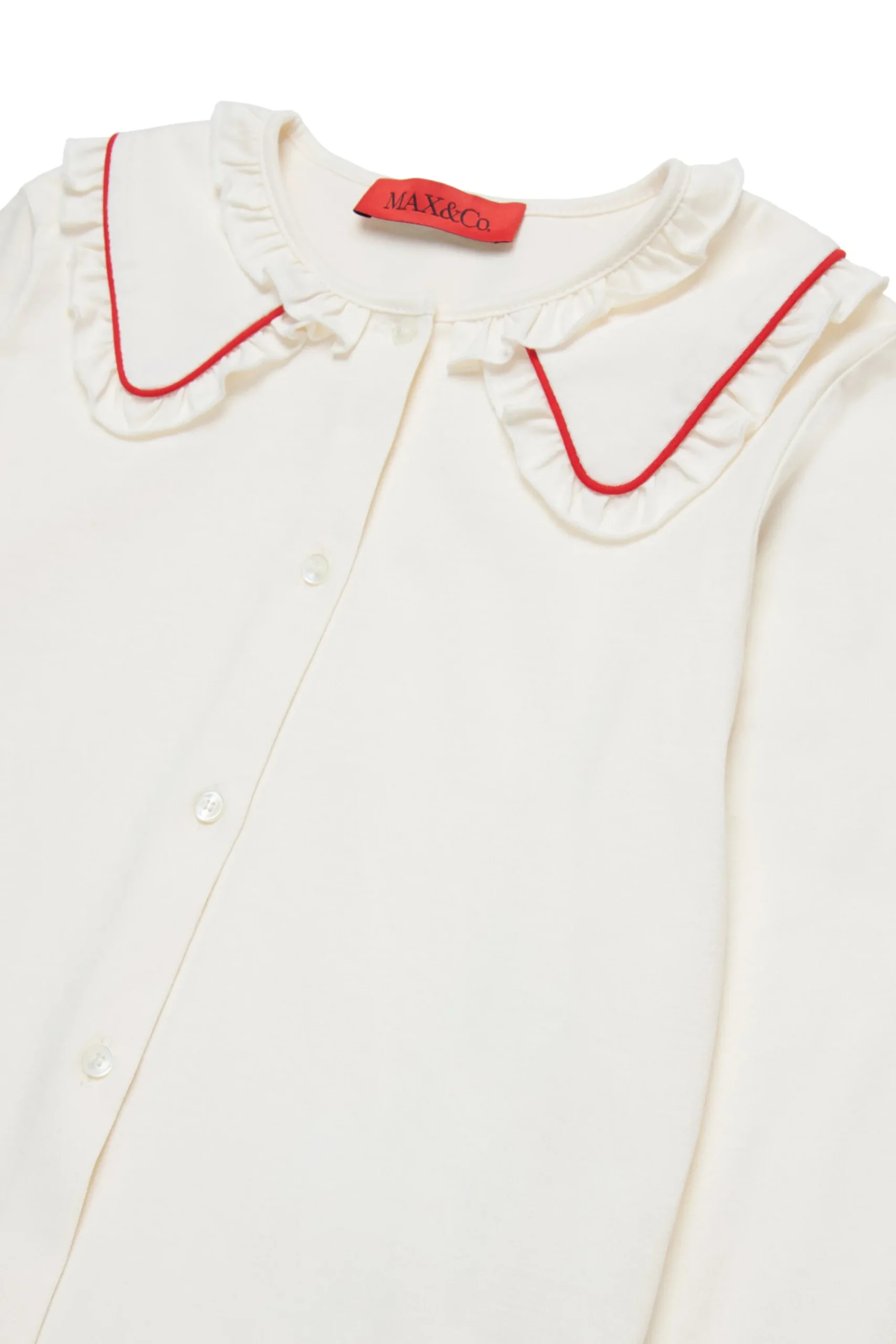 Shirts>MAX&Co. Wide neck shirt with ruffles white