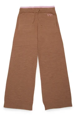 Pants>N°21 Wide ribbed knit trousers buckthorn brown