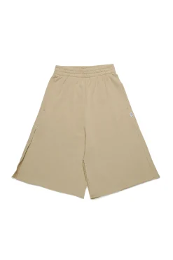 Shorts | Shorts>MM6 MAISON MARGIELA Wide-leg fleece shorts with splits beige