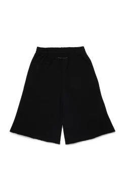 Shorts | Shorts>MM6 MAISON MARGIELA Wide-leg fleece shorts with splits black