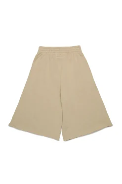 Shorts | Shorts>MM6 MAISON MARGIELA Wide-leg fleece shorts with splits beige
