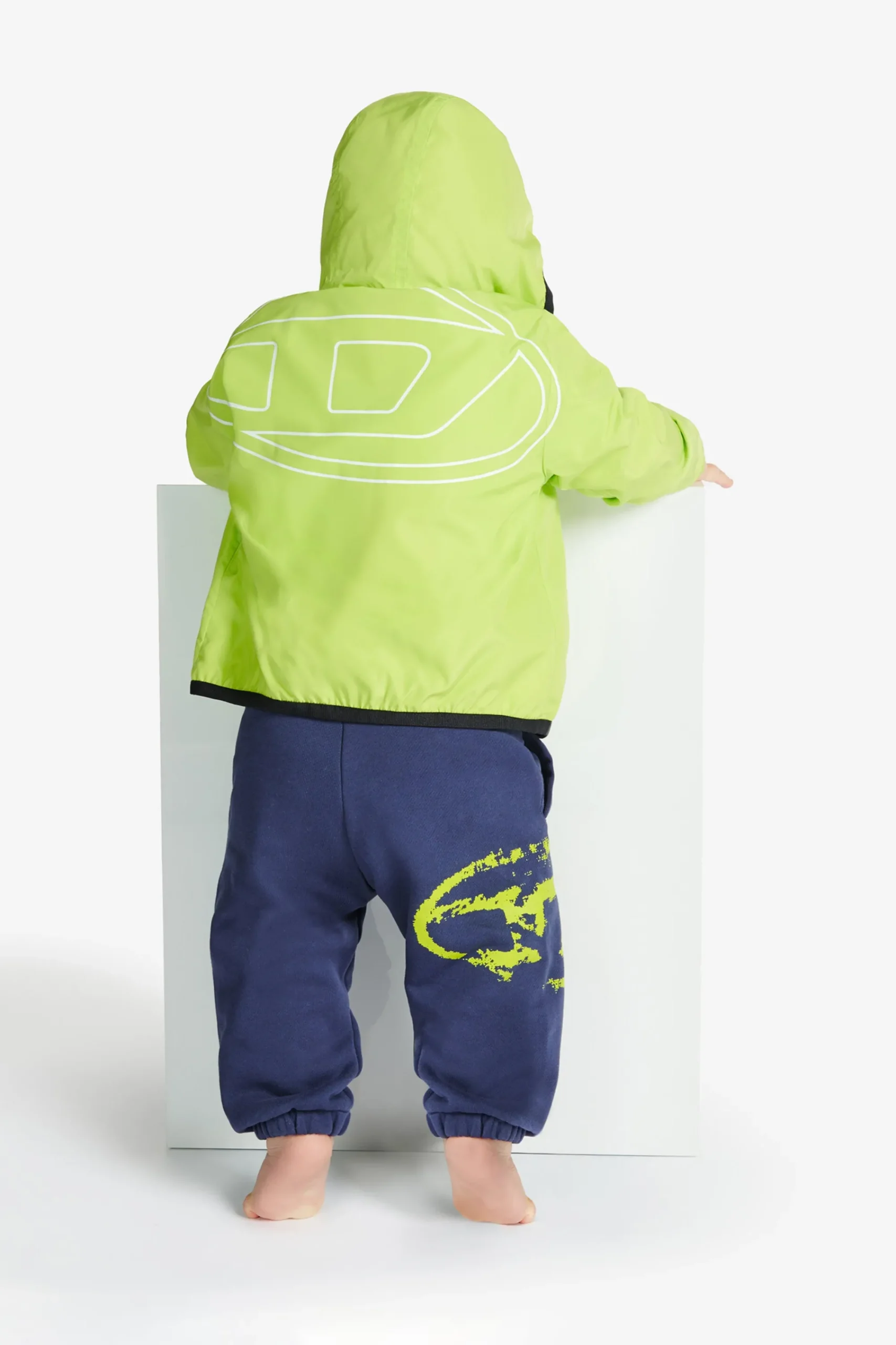 Jackets And Padded Jackets | Oval D By Diesel>DIESEL Windbreaker jacket with maxi Oval D logo slime green
