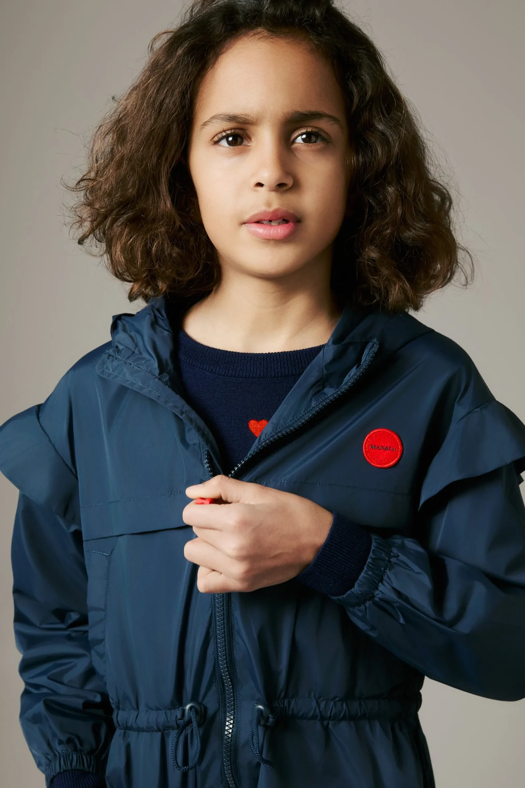 Jackets And Padded Jackets>MAX&Co. Windbreaker jacket with ruffles bluette
