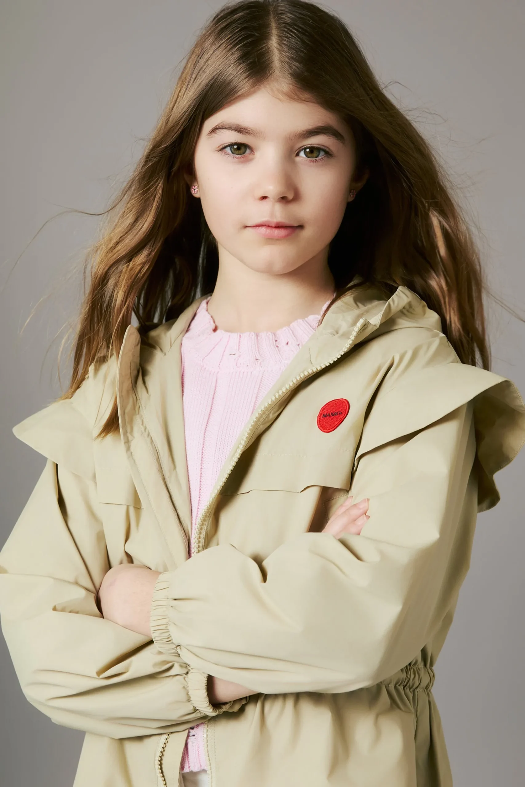 Jackets And Padded Jackets>MAX&Co. Windbreaker jacket with ruffles beige
