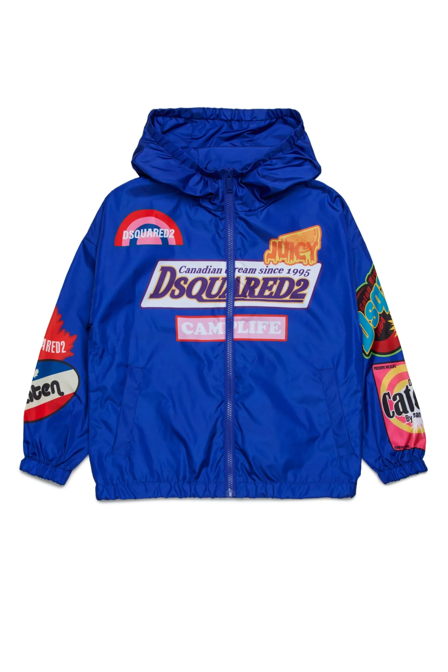 Jackets And Padded Jackets | Jackets And Padded Jackets>DSQUARED2 Windbreaker jacket with Urban graphics blue surf the web
