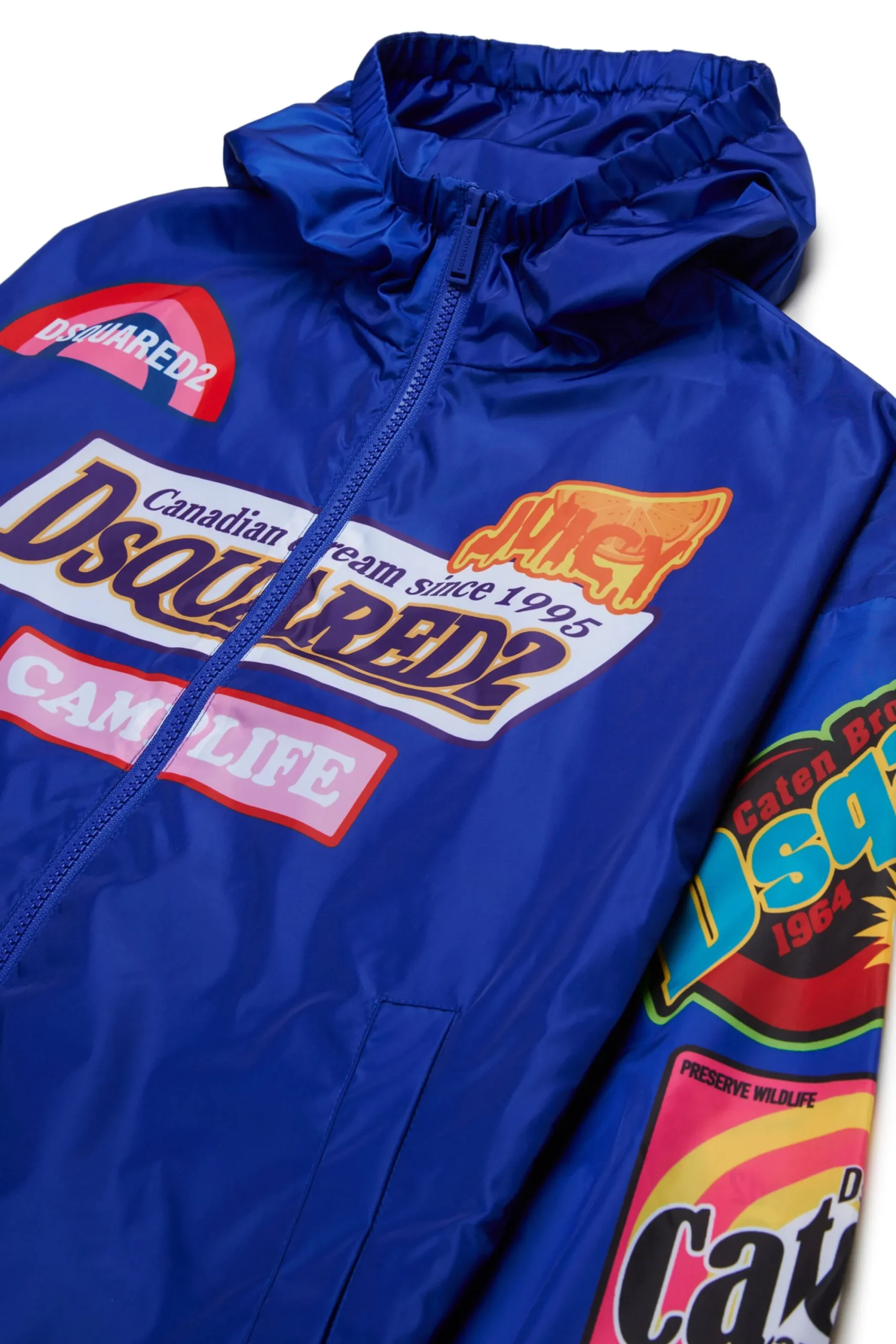 Jackets And Padded Jackets | Jackets And Padded Jackets>DSQUARED2 Windbreaker jacket with Urban graphics blue surf the web