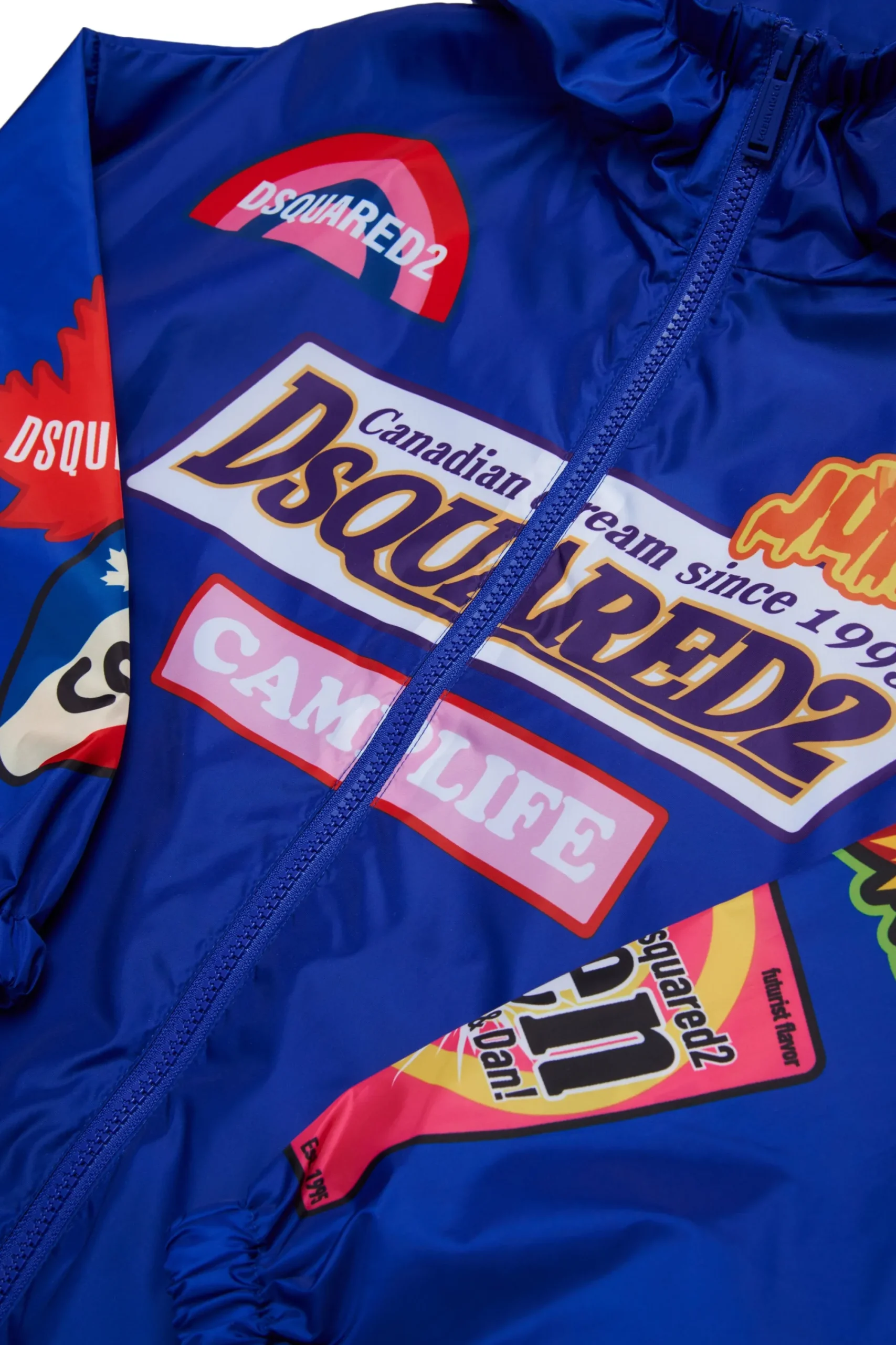 Jackets And Padded Jackets | Jackets And Padded Jackets>DSQUARED2 Windbreaker jacket with Urban graphics blue surf the web
