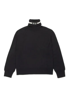 Knitwear>N°21 Wool blend turtleneck sweater black