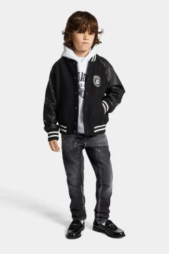 Jackets And Padded Jackets | Jackets And Padded Jackets>DSQUARED2 Wool cloth bomber jacket with college logo black