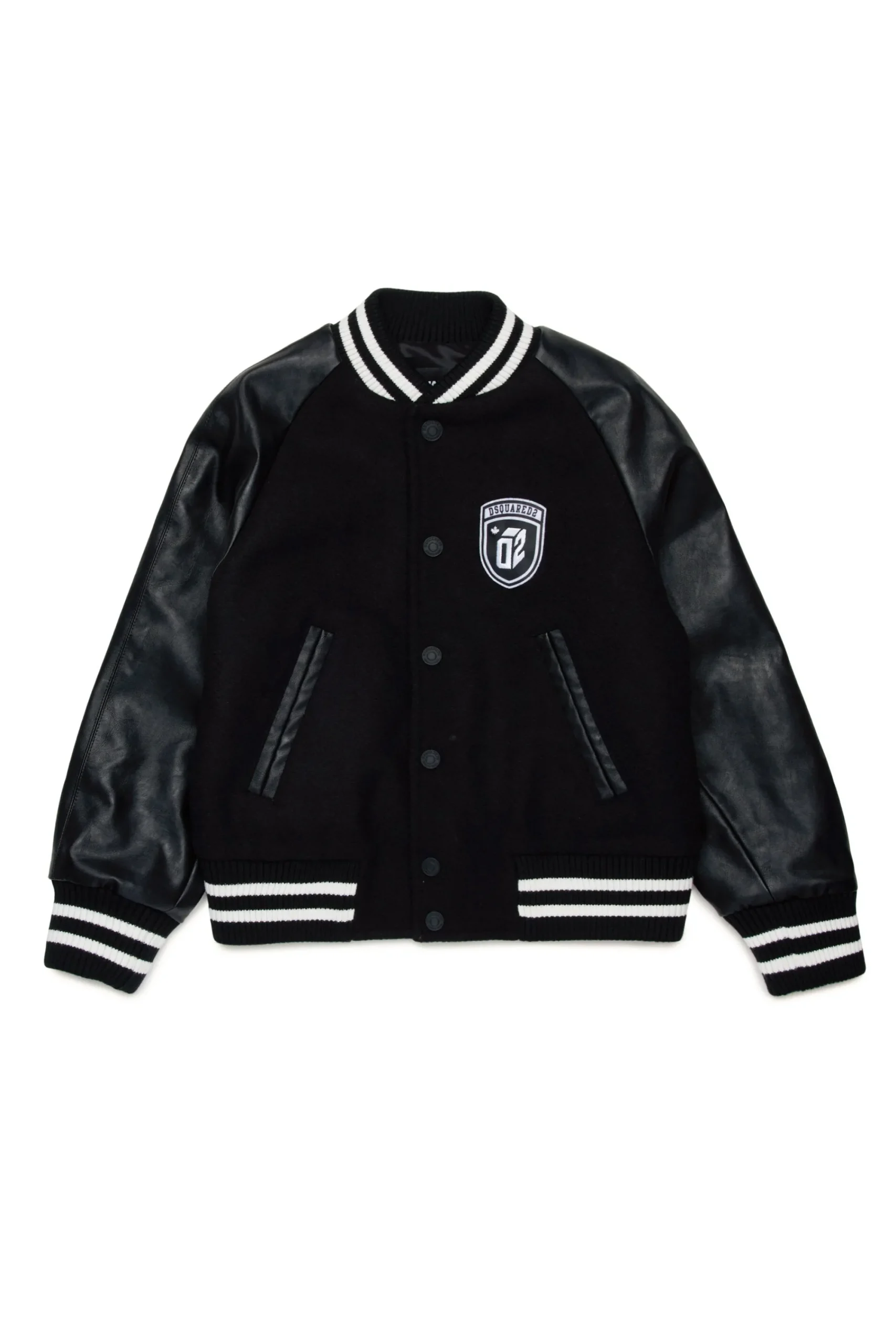 Jackets And Padded Jackets | Jackets And Padded Jackets>DSQUARED2 Wool cloth bomber jacket with college logo black