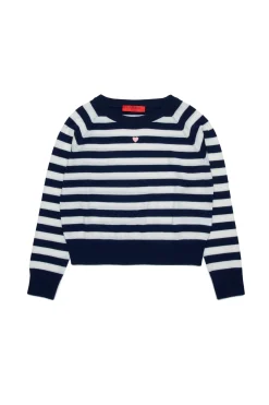 Knitwear>MAX&Co. Wool crew-neck pullover with stripes navy dark blue