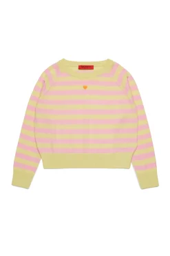 Knitwear>MAX&Co. Wool crew-neck pullover with stripes cream yellow